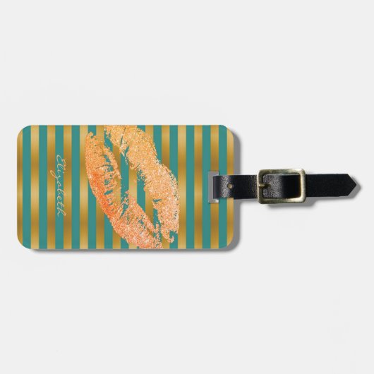 Elegant stijlvol ontwerp - Glitterielips, op maat  Bagagelabel (Voorkant horizontaal)