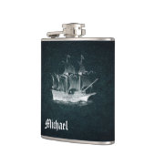 Elegant stijlvol oud scheepsleer gepersonaliseerd heupfles (Links)