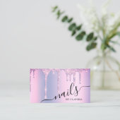 Elegant stijlvol paars glitter druipt nagels visitekaartje (Staand voorkant)