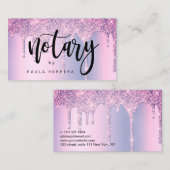 Elegant stijlvol paars glitter druipt notaris visitekaartje (Voorkant / Achterkant)