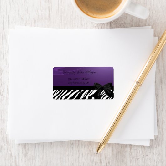 Elegant stijlvol, Paars, Zebra Print Etiket (Insitu)