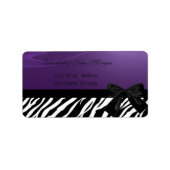 Elegant stijlvol, Paars, Zebra Print Etiket (Voorkant)
