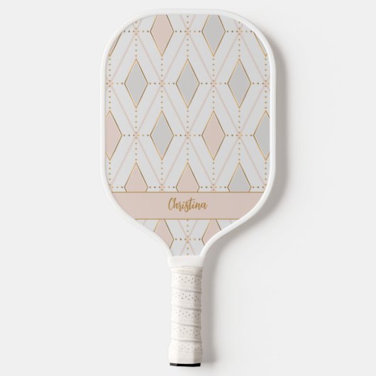 Elegant Stijlvol Patroon Chic Monogram Girly Pink Pickleball Paddle (Achterkant)