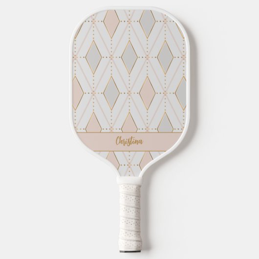 Elegant Stijlvol Patroon Chic Monogram Girly Pink Pickleball Paddle (Voorkant)