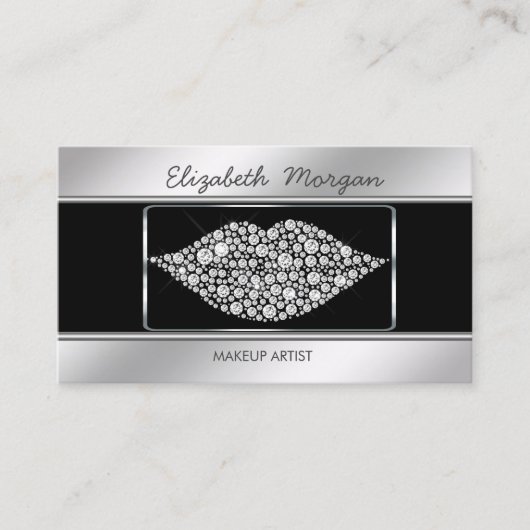 Elegant stijlvol, proesional Diamonds Lips Visitekaartje (Voorkant)
