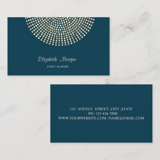 Elegant Stijlvol Professional, Navy Blue, Gold Sti Visitekaartje (Voorkant / Achterkant)