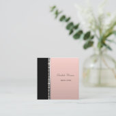 Elegant Stijlvol Professional, zwart, parels Vierkante Visitekaartje (Staand voorkant)