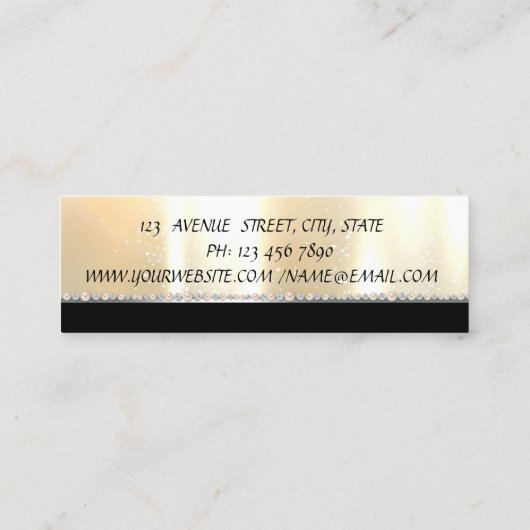Elegant stijlvol, professioneel, zwart, glimmend mini visitekaartje (Achterkant)