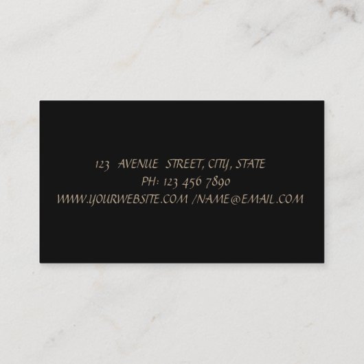 Elegant stijlvol, professioneel, zwart, Lijst Visitekaartje (Achterkant)