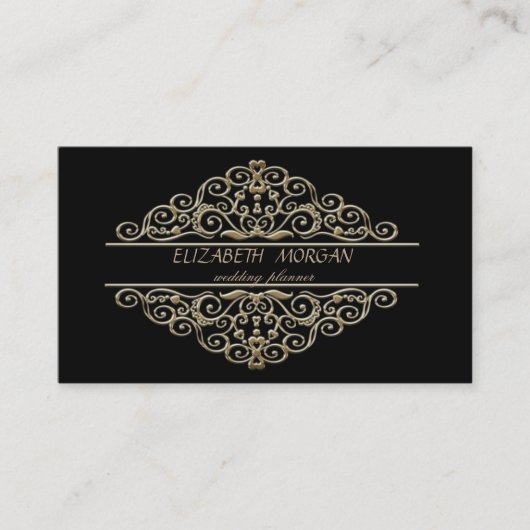 Elegant stijlvol, professioneel, zwart, Lijst Visitekaartje (Voorkant)