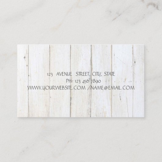 Elegant stijlvol roestwerk, bloemen, houtextuur visitekaartje (Achterkant)