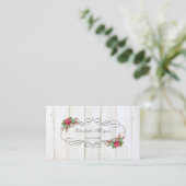 Elegant stijlvol roestwerk, bloemen, houtextuur visitekaartje (Staand voorkant)