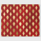 Elegant stijlvol rood en gouden kerstpatronen cadeaupapier (Vlak)