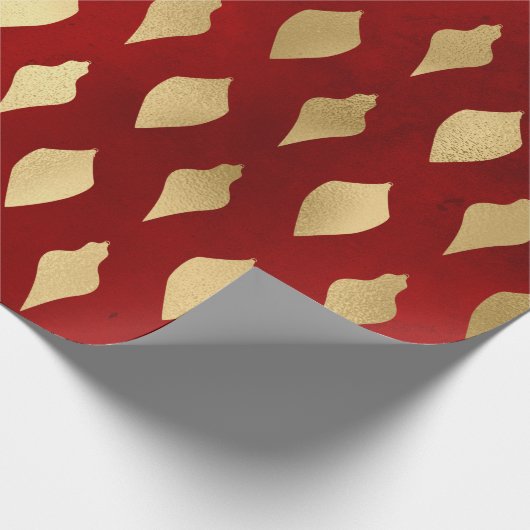 Elegant stijlvol rood en gouden kerstpatronen cadeaupapier (Hoek)