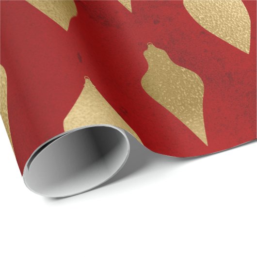 Elegant stijlvol rood en gouden kerstpatronen cadeaupapier (Rol Hoek)