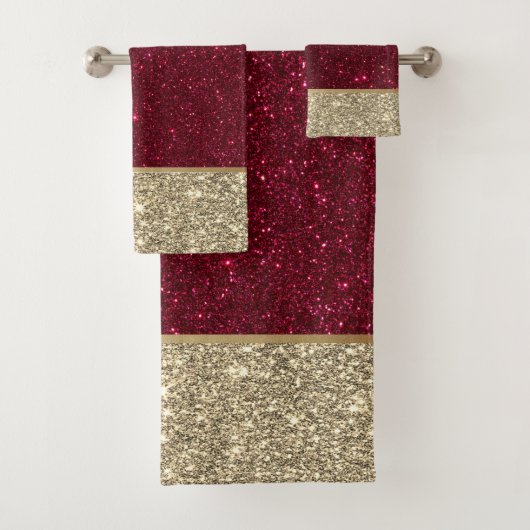 Elegant stijlvol rood goud Glitter Shiny Bad Handdoek (Insitu)