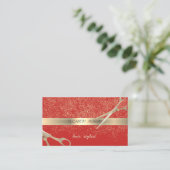 Elegant stijlvol, rood, goudConfetti, schaar Visitekaartje (Staand voorkant)