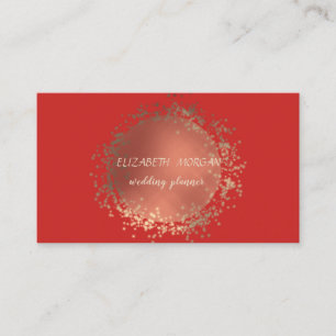 Elegant Stijlvol, Rood, Gouden Confetti Visitekaartje
