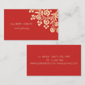 Elegant stijlvol, rood, kant visitekaartje (Voorkant / Achterkant)