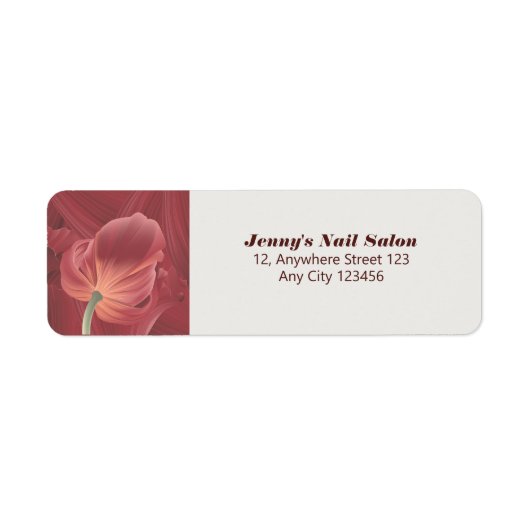 Elegant Stijlvol Rood Tulp Abstract Patroon Etiket (Voorkant)
