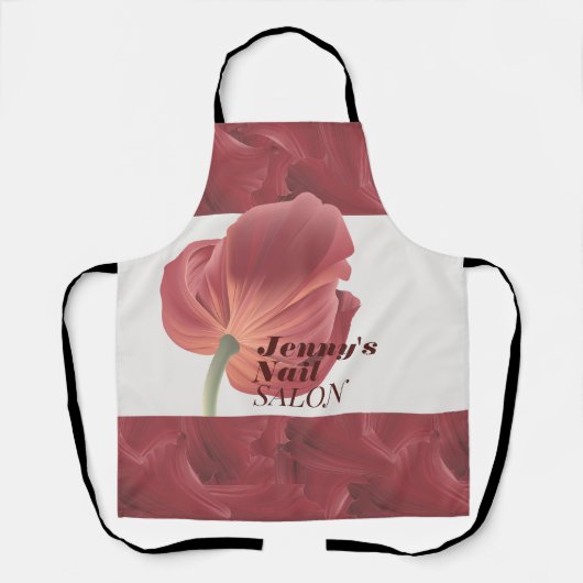 Elegant Stijlvol Rood Tulp Abstract Patroon Schort (Voorkant)