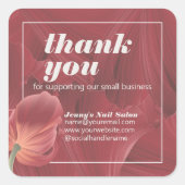 Elegant Stijlvol Rood Tulp Abstract Patroon Vierkante Sticker (Voorkant)