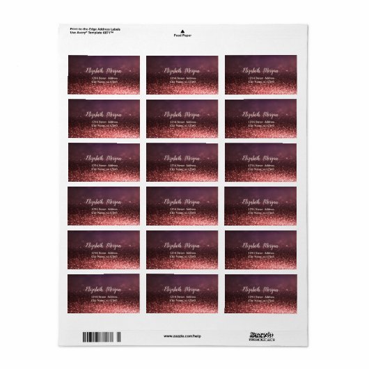 Elegant stijlvol Roos Gold Glitter Bokeh Etiket (Full Sheet)