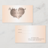 Elegant stijlvol Roos Gold Heart Referral-kaart Aanbevelingskaartje (Voorkant / Achterkant)