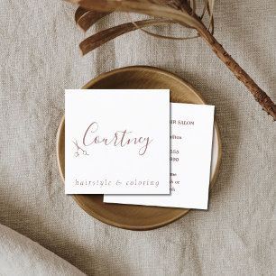 Elegant stijlvol Roos Gold White Hair Stylist Vierkante Visitekaartje