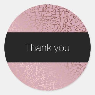 Elegant stijlvol roos goud geometrisch roze vormge ronde sticker