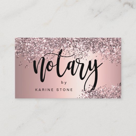 Elegant stijlvol roos goud glitter metallic notari visitekaartje (Voorkant)