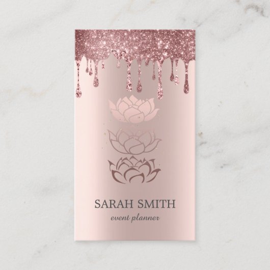 Elegant Stijlvol Roos Gouden Drips Lotus Visitekaartje (Voorkant)