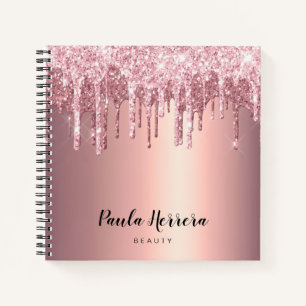 Elegant, stijlvol roos gouden glitterdruppels notitieboek