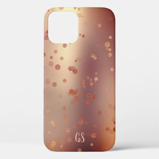 Elegant stijlvol roos gouden stippen monogram Case-Mate iPhone case (Achterkant)