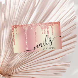 Elegant stijlvol roos goudglitter druppelt spijker visitekaartje