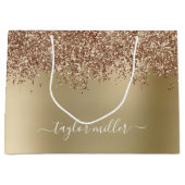 Elegant stijlvol roos goudglitter groot cadeauzakje (Voorkant)