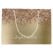 Elegant stijlvol roos goudglitter groot cadeauzakje (Achterkant)