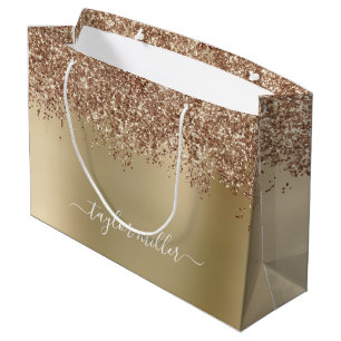 Elegant stijlvol roos goudglitter groot cadeauzakje