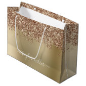 Elegant stijlvol roos goudglitter groot cadeauzakje (Voorkant Gekanteld)