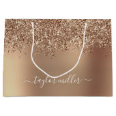 Elegant stijlvol roos goudglitter groot cadeauzakje (Voorkant)