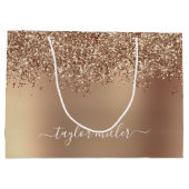Elegant stijlvol roos goudglitter groot cadeauzakje (Achterkant)