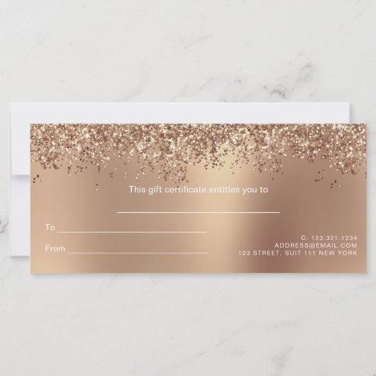 Elegant stijlvol roos goudglitter make-up en haar (Achterkant)