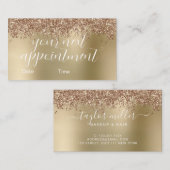 Elegant stijlvol roos goudglitter make-up en haar afsprakenkaartje (Voorkant / Achterkant)