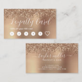 Elegant stijlvol roos goudglitter make-up en haar klantenkaartje (Voorkant / Achterkant)