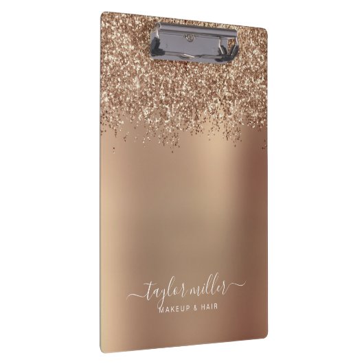 Elegant stijlvol roos goudglitter make-up en haar klembord (Rechts)