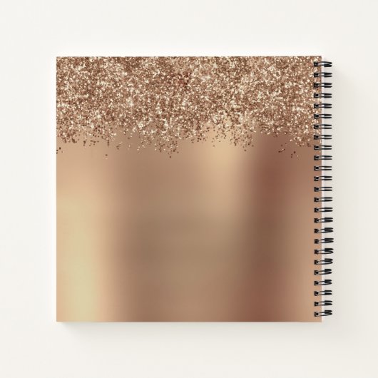 Elegant stijlvol roos goudglitter make-up en haar notitieboek (Achterkant)