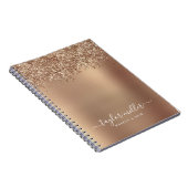 Elegant stijlvol roos goudglitter make-up en haar notitieboek (Rechterzijde)