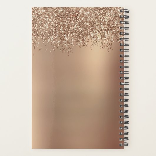 Elegant stijlvol roos goudglitter make-up en haar planner (Achterkant)