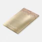 Elegant stijlvol roos goudglitter make-up en haar post-it® notes (Schuin)