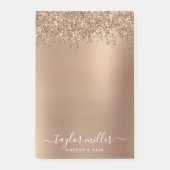 Elegant stijlvol roos goudglitter make-up en haar post-it® notes (Voorkant)
